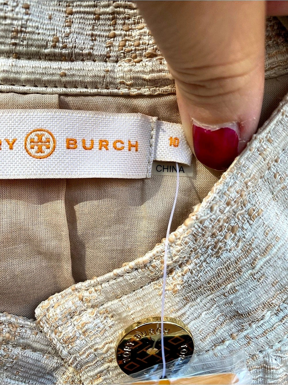 Tory Burch Larissa Jacket Textured Jacket in Cream Size 10 NWT - Picture 3 of 9